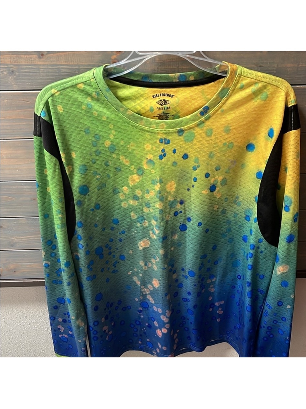 Reel Legends Gradient Splash Long Sleeve Shirt - Yellow Green Blue - Picture 7 of 9